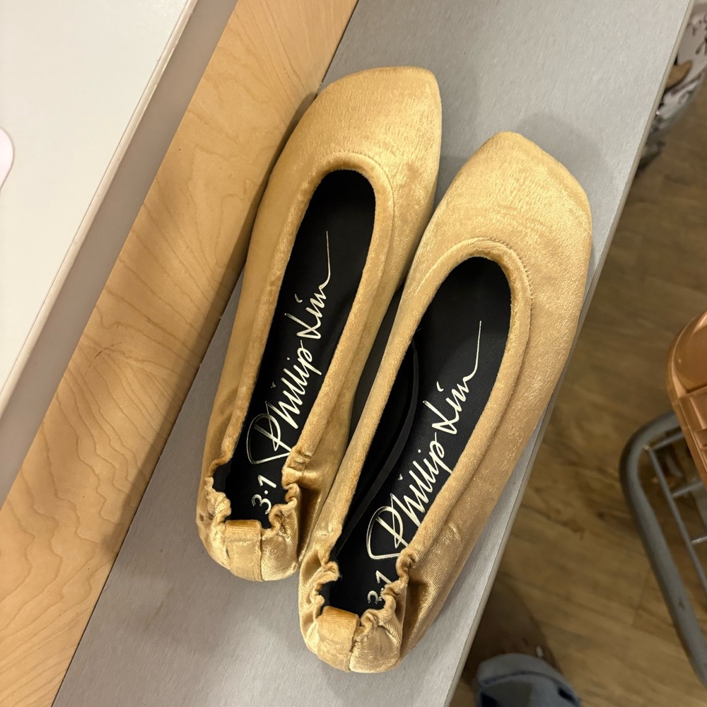 Phillip Lim 3.1 Stretch Back Ballet velvet gold Flats size 39 - Picture 11 of 12